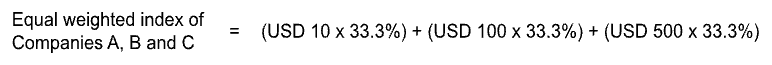 Equal weighted index of Companies A, B and C