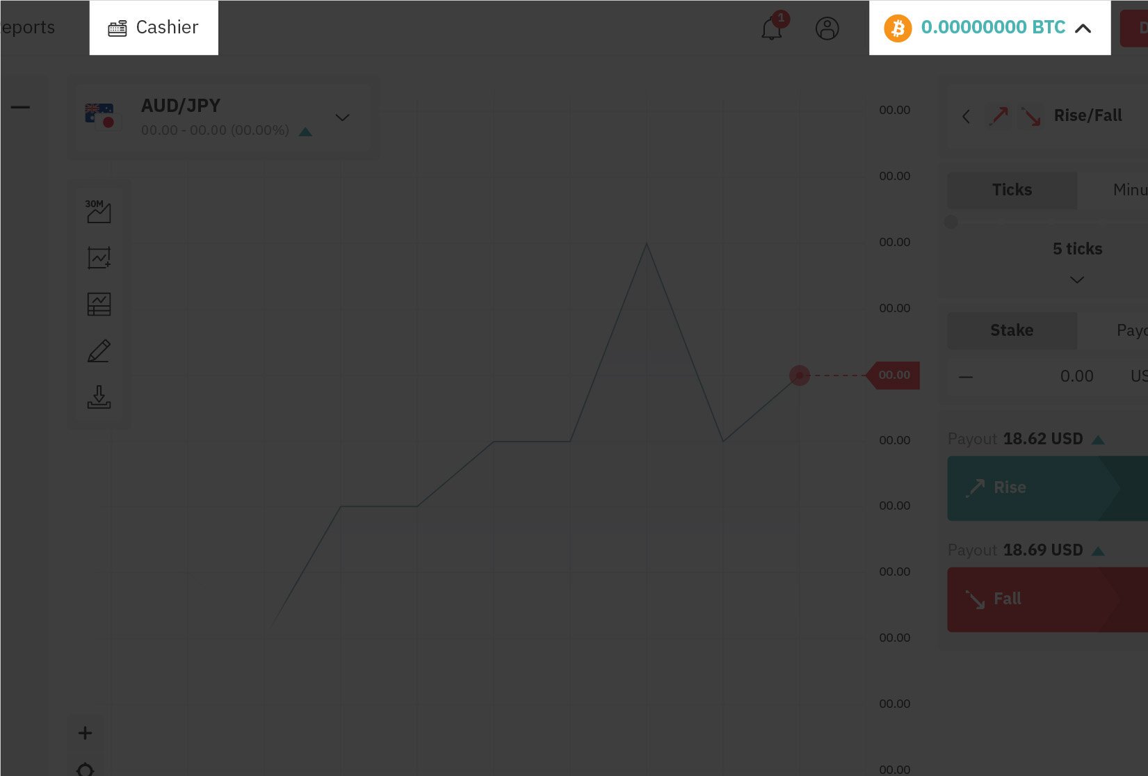 Select Cashier in Your Deriv Cryptocurrency Account