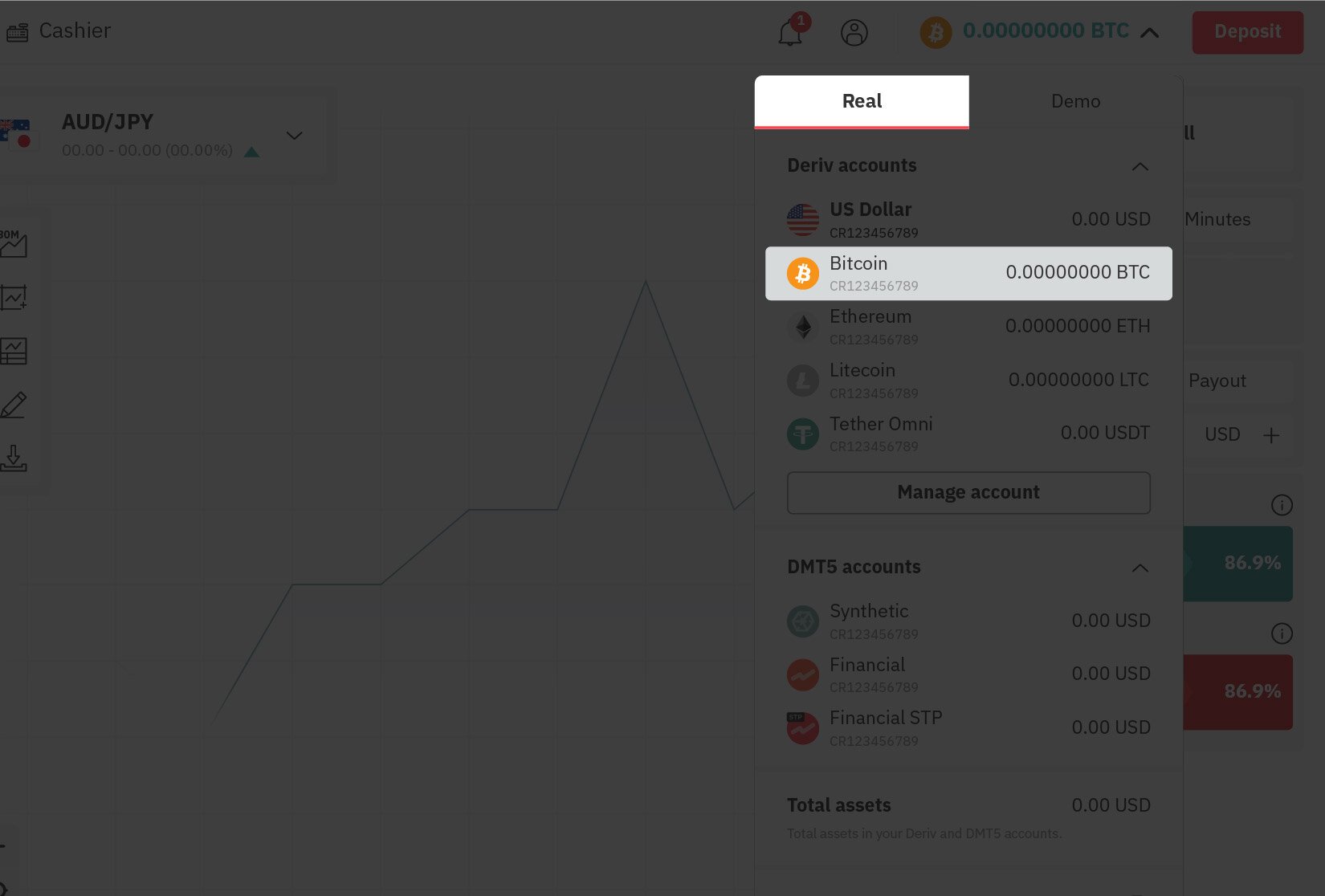 Log in to Your Deriv Cryptocurrency Account