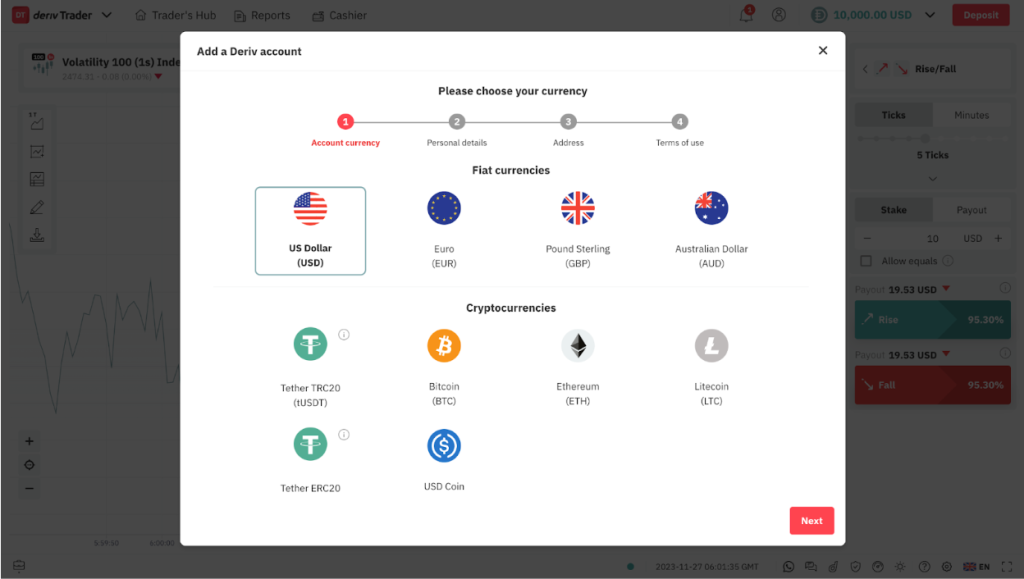 choosing crypto currency on Traders's hub