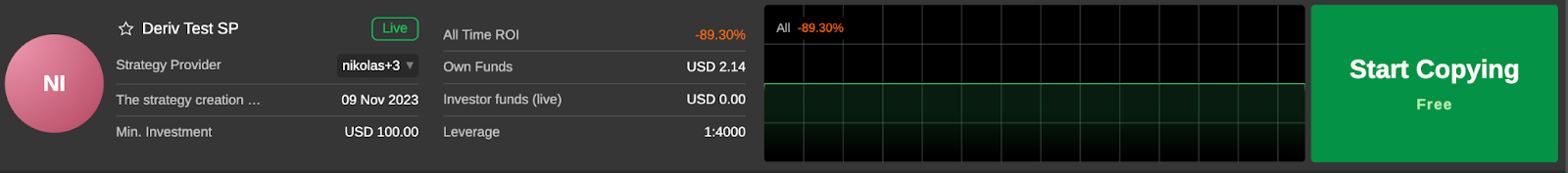 Reviewing the selected strategy provider
