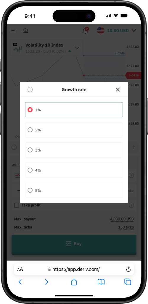 Selecting percentage of growth rate for accumulators