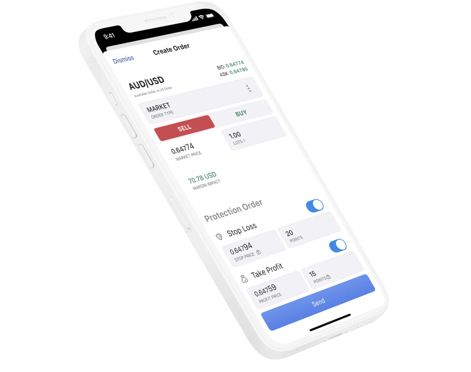 Screen showing Deriv X trading interface on the mobile