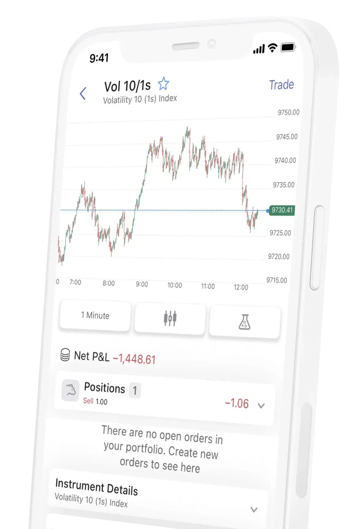 Screen showing Deriv X on the mobile
