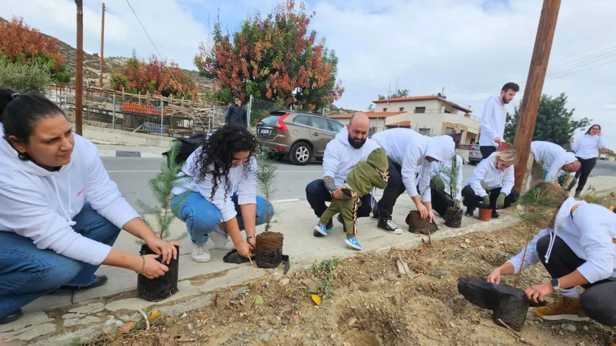 Deriv employees planting trees as part of the reforestation CSR project