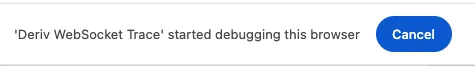 Screenshot of a debugging warning banner in Chrome.