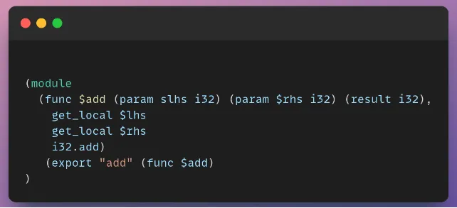 Example of the main.wat file code snippet