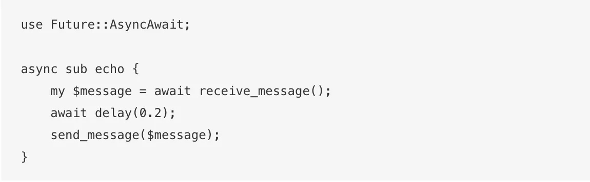 Code for async sub echo