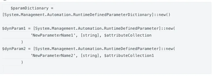 Code with param dictionary