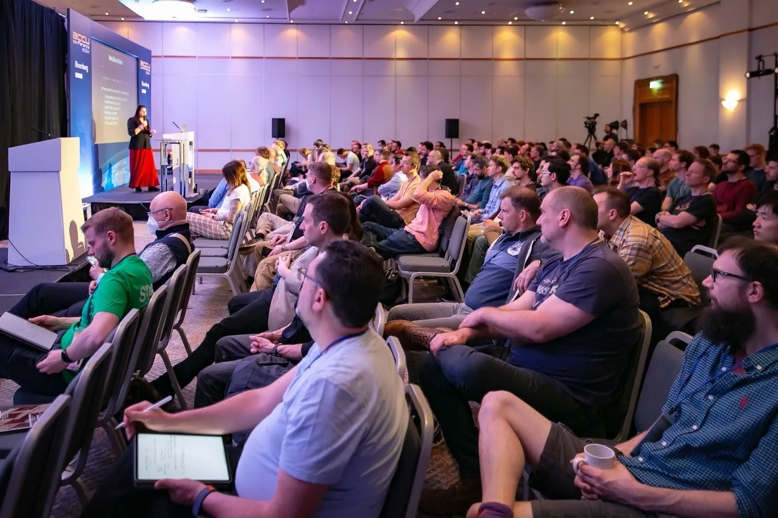 Attendees at the ACCU conference tech networking event