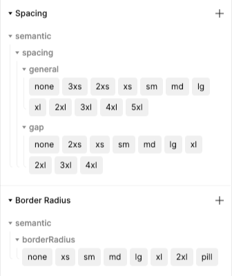 A screen showing the design system components of Quill