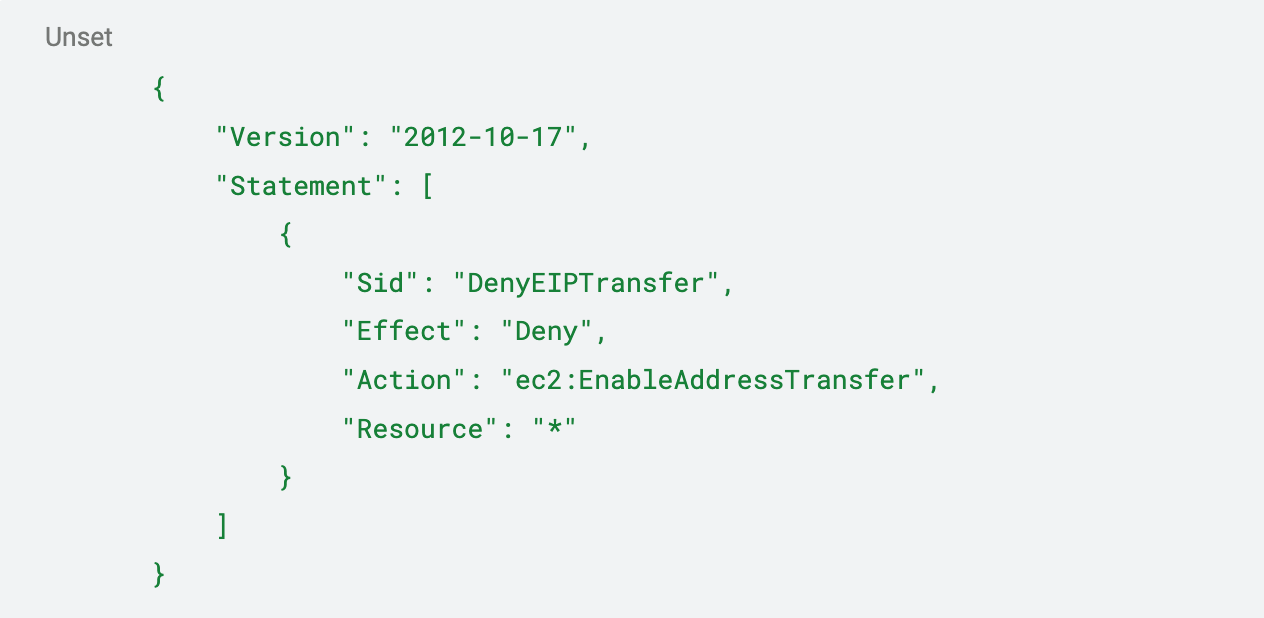 An example of service control policy