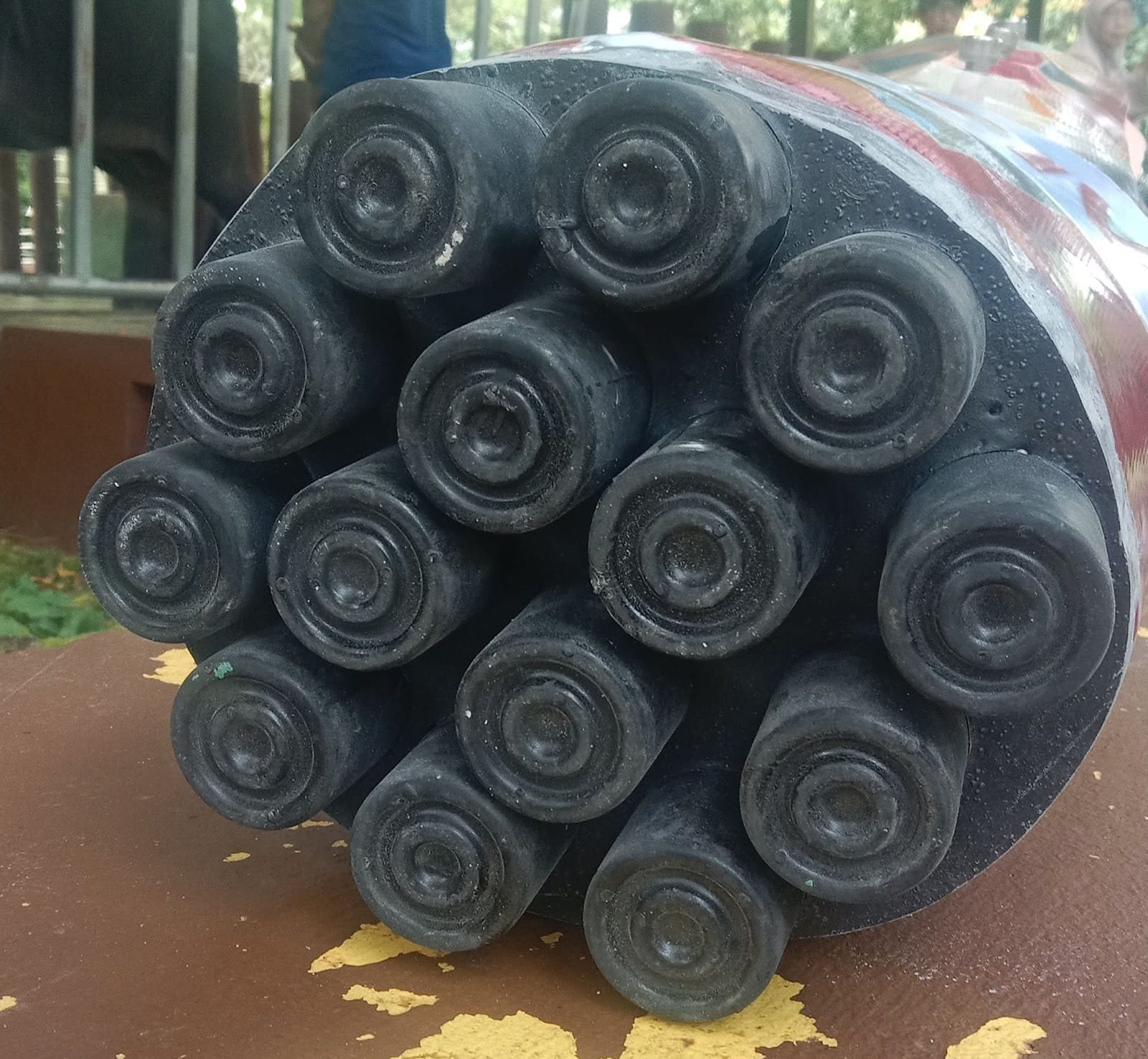 An image showing the sole of the prosthetic leg of a young elephant