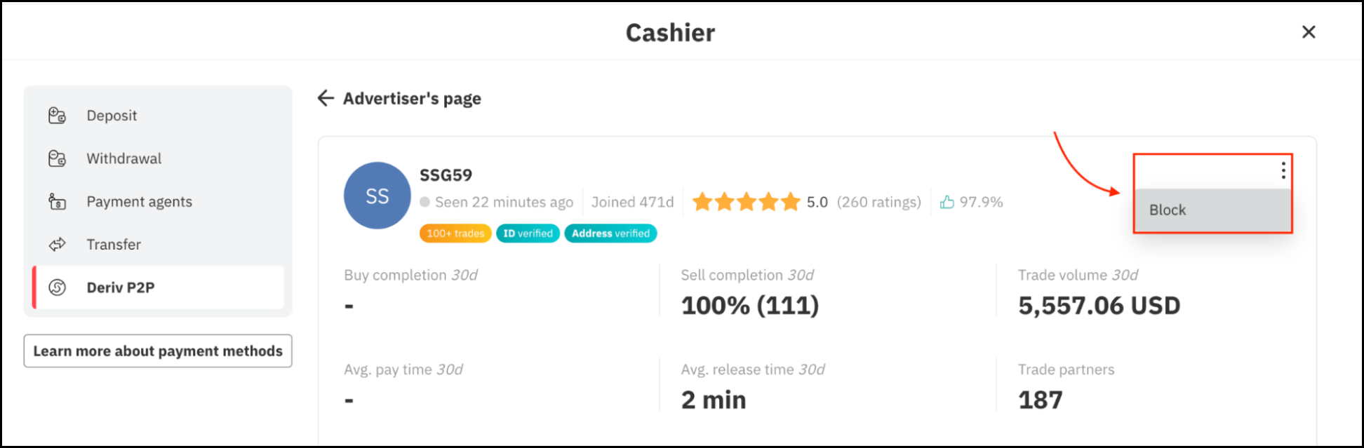 Zuia mtumiaji kwenye ukurasa wa mnunuzi wa matangazo